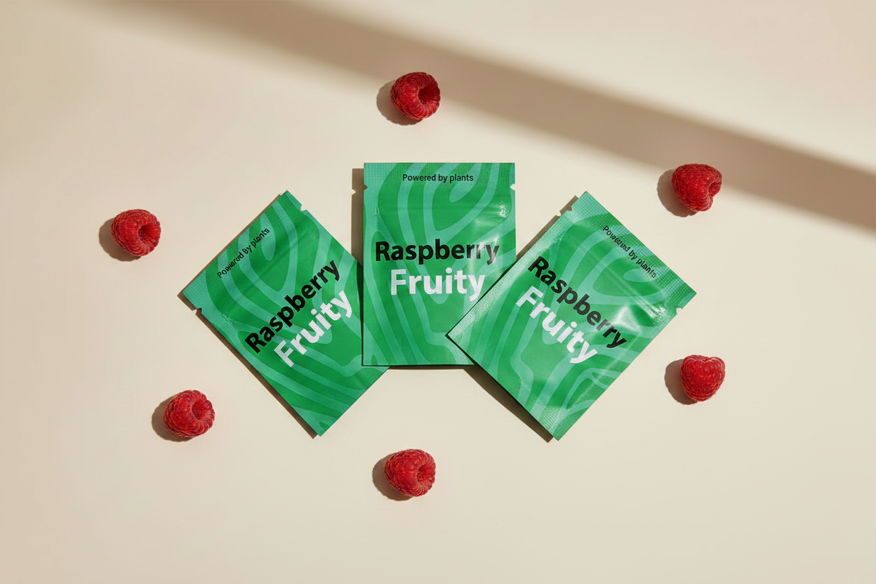 Trois sachets Raspberry Fruity éventail